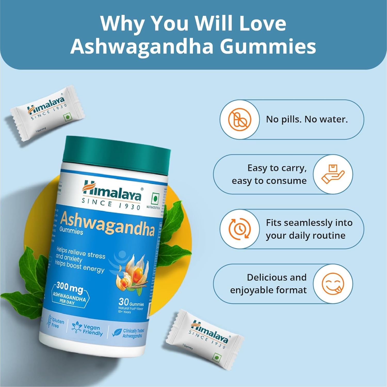 Himalaya Himalaya KSM-66 Ashwagandha, жевательные конфеты, 30 шт. Стресс и сон - Image 4