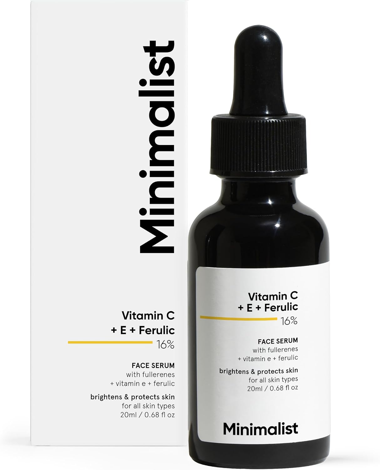 Minimalist Minimalist сыворотка с витамином C 16%, 20 мл, осветляющая, с витамином E и феруловой кислотой Сыворотки и процедуры - Изображение 1