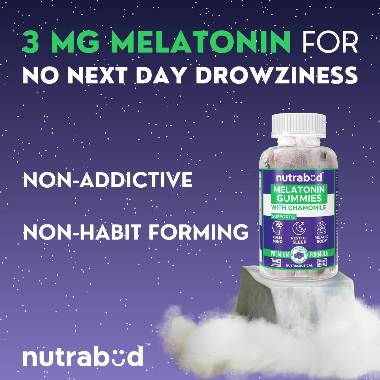 Nutrabud Nutrabud Мелатонин, жевательные конфеты для сна, 3 мг, 60 шт. Стресс и сон - Image 4