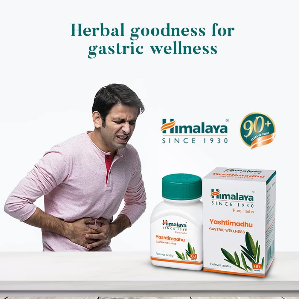 Himalaya Himalaya Wellness Pure Herbs Yashtimadhu Gastric Wellness - Pack of 60 Tablet Ayurvedic Classics - Image 2