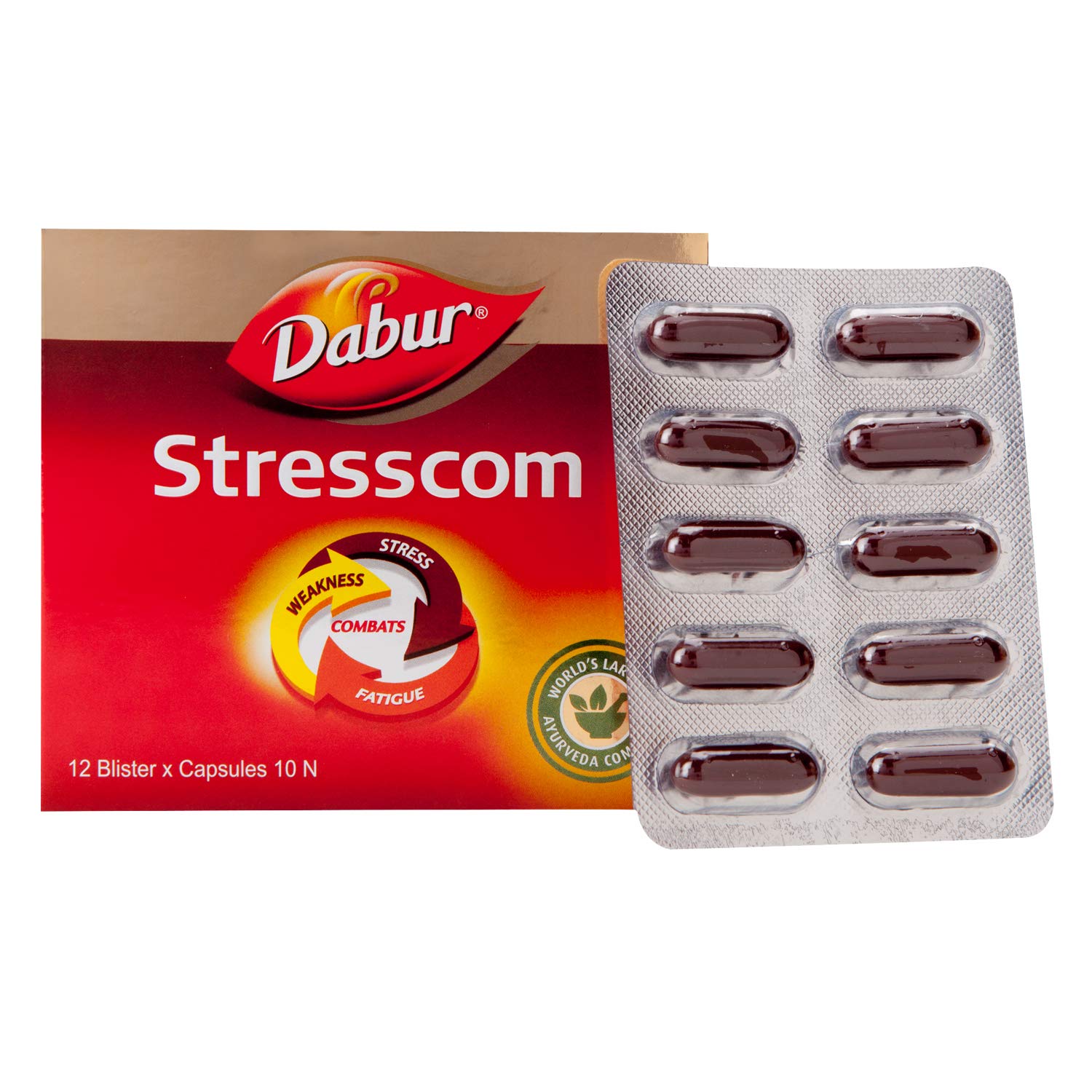 Dabur Dabur Stresscom Ashwagandha - 120 капсул (10 капсул х 12 полосок) Стресс и сон - Изображение 1