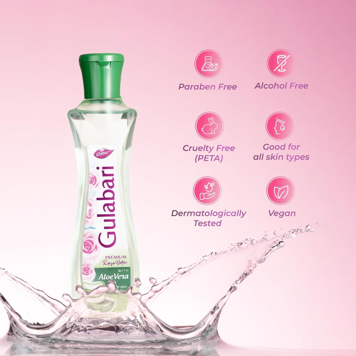Dabur Dabur Gulabari, премиальная розовая вода с алоэ вера — 400 мл Очищающие средства и средства для умывания лица - Изображение 4