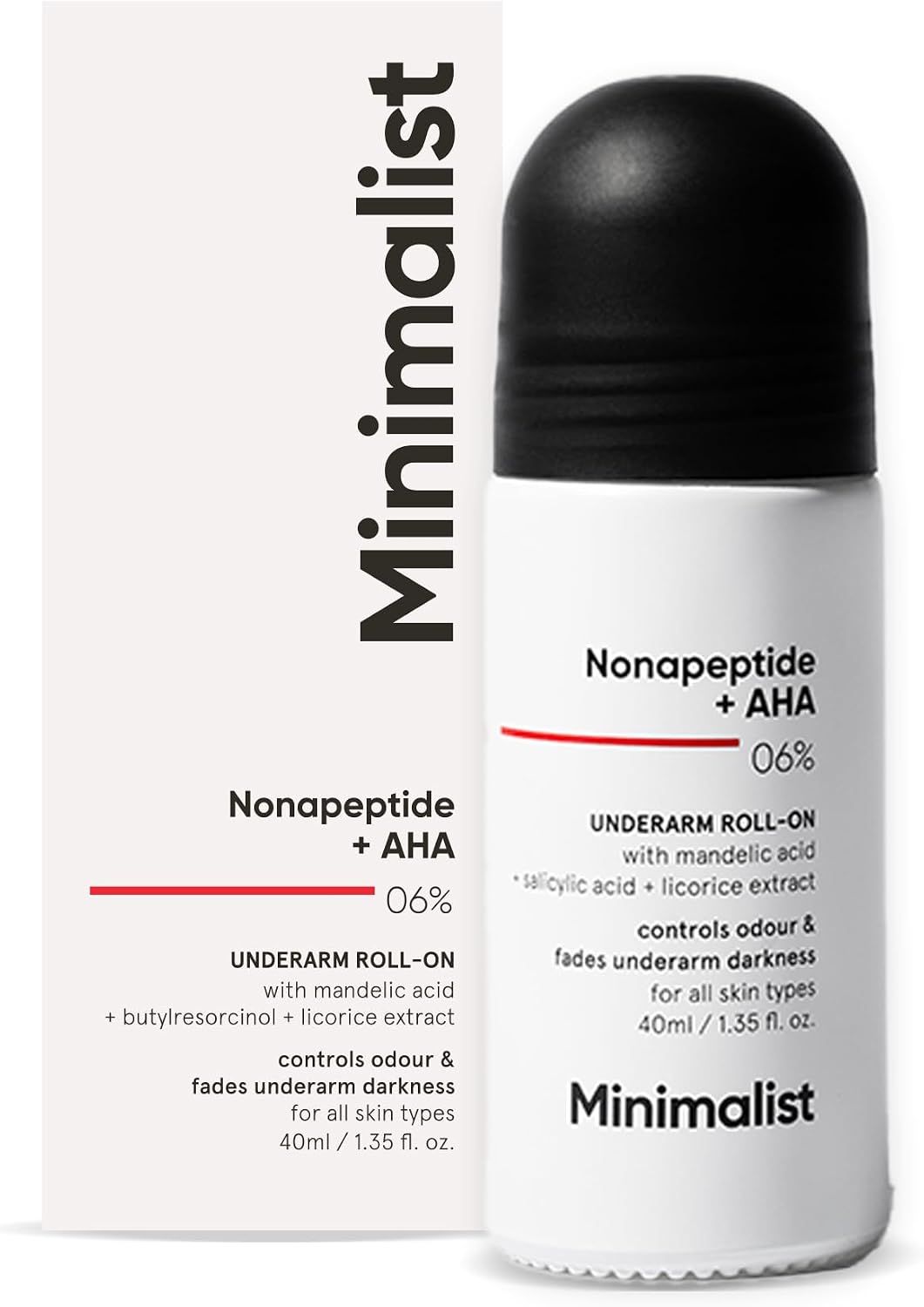 Minimalist Minimalist, роликовый дезодорант для подмышек с нонапептидом + AHA BHA 0,6% | 40 мл Уход за телом - Image 1